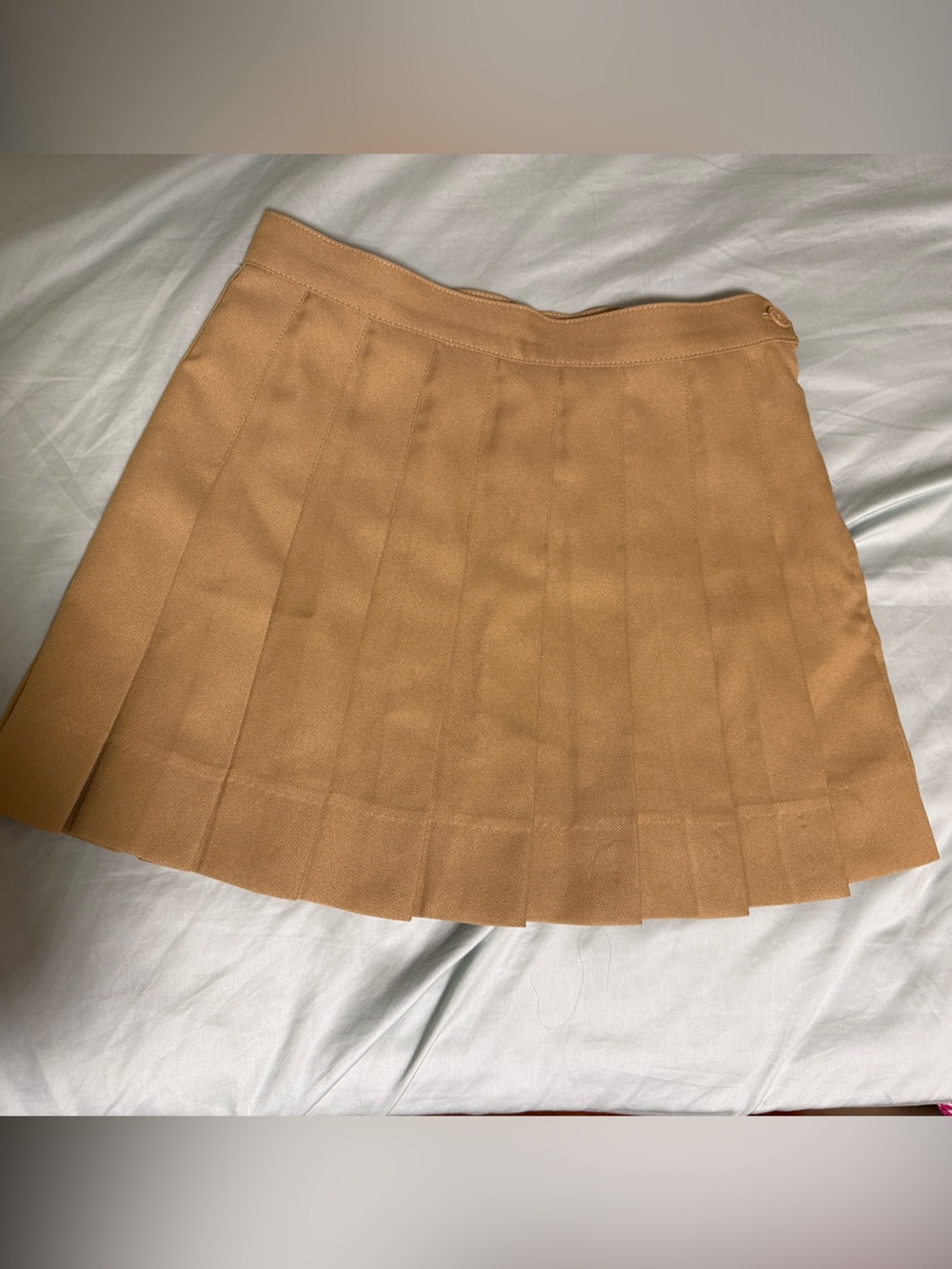 Los Angeles Apparel Pleated Mini Skirt in Camel Brown